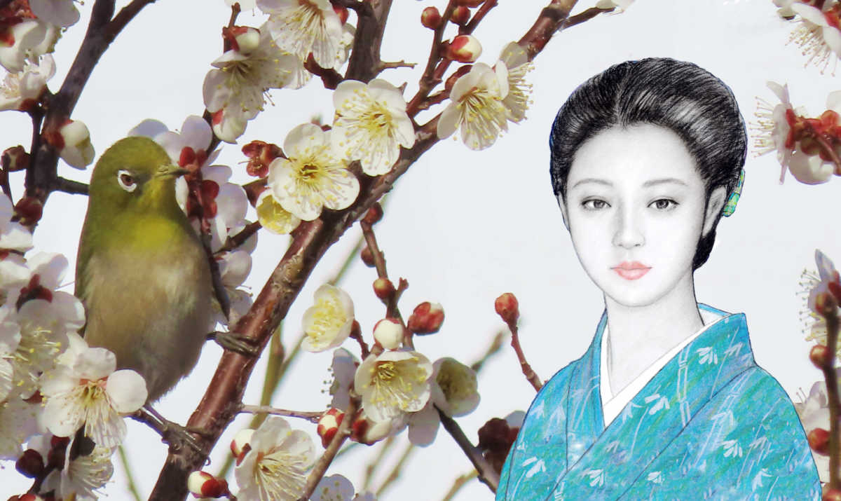 紗代と梅とメジロ　 二月十二日の曽我梅林から 