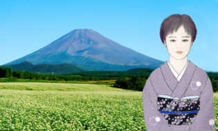留美と蕎麦の花と富士山　　　　　　九月の十里木から