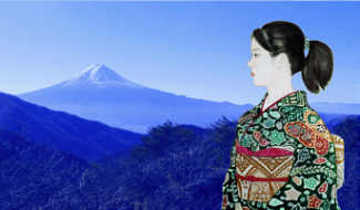 裕美子と富士山 　清八山から