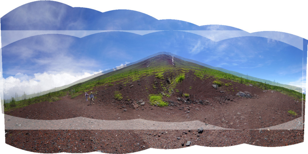 �����ʐ^�@�A�A�A�B�A�C�̉~���@�ɂ�鍇���摜�iB)�Əc���ʐ^�U����p�����~���@�ɂ�鍇���摜�iD)�̔�r