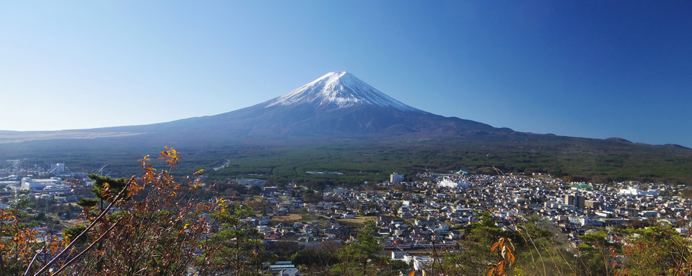 ナカバ平からの富士山。左右のすそ野を充分に広げた富士山