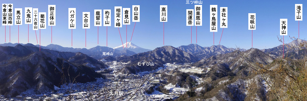 富士山と滝子山(岩殿山から)