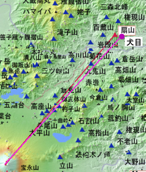 犬目と富士山の地図