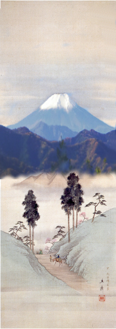 「犬目峠春景図」と横幅を縮小した富士山実景