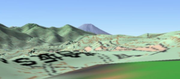 野田宿から急坂登り口の間で富士山山頂部