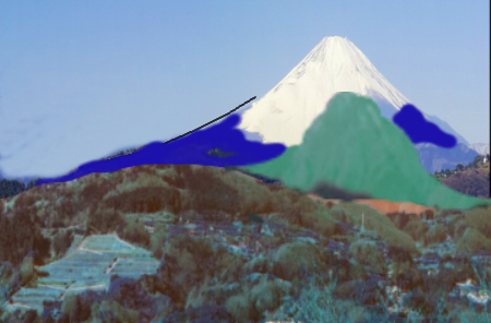 箱根の山を除去して、富士山左側すそ野を広げます