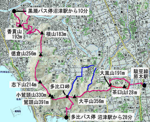 沼津アルプスの登山コース